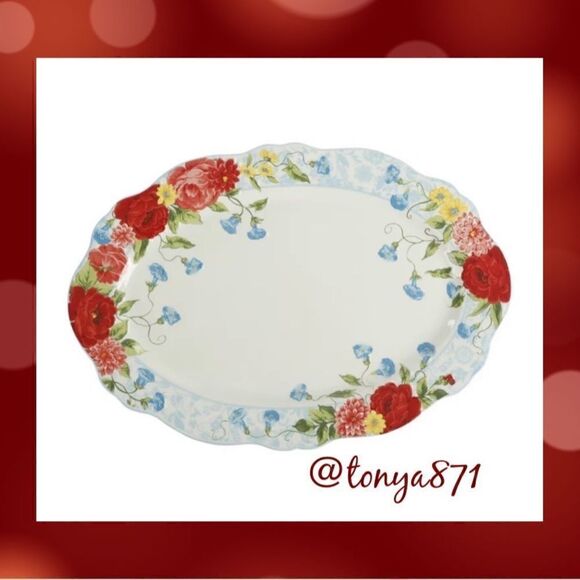 🦋 New Pioneer Woman Sweet Rose Serving Platter, Qty 1 - Picture 3 of 7
